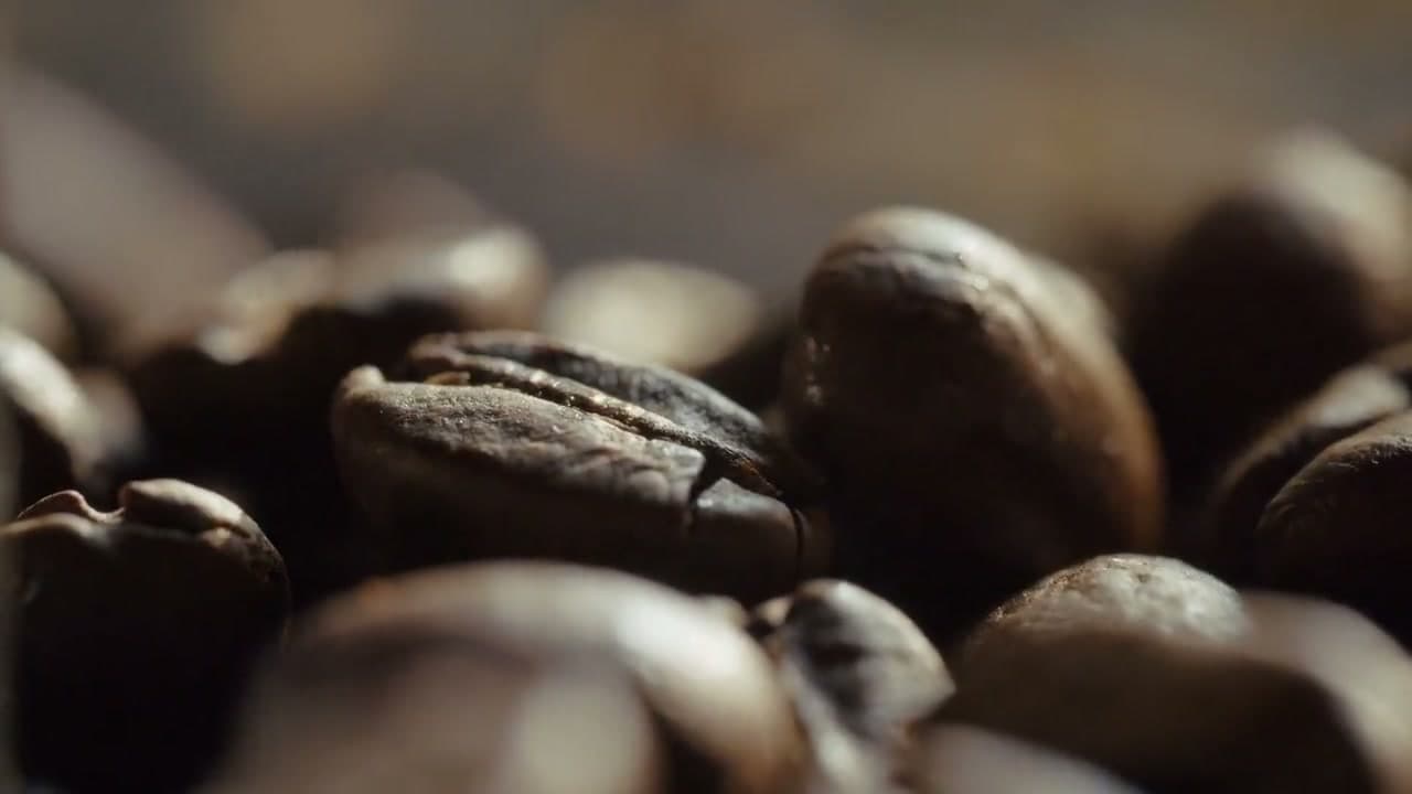 Close-up of freshly roasted espresso beans